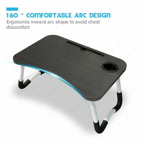 Laptop Stand Table Foldable Desk Computer Study Adjustable Portable Cup Slot NEW