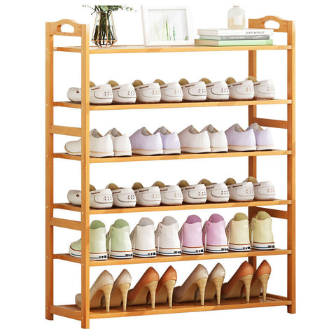 3 4 5 6 Tier Layer Shoe Rack Bamboo Wooden Shelf Stand Storage Organizer