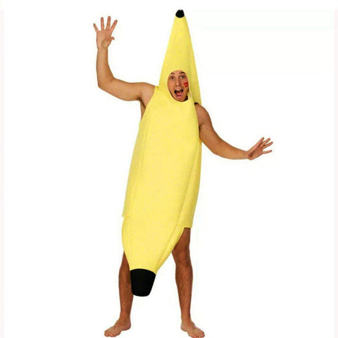 Adult Banana Body Suit Costume Unisex Outfit One Size Fits Halloween Fancy Dress