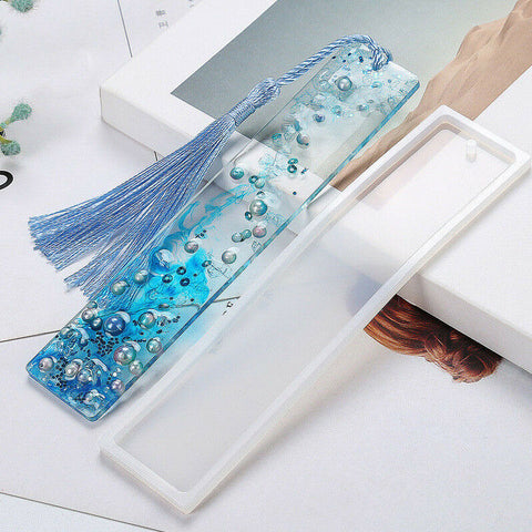 5pcs Rectangle Silicone Bookmark Mold DIY Epoxy Resin Craft Mould Making Tool AU