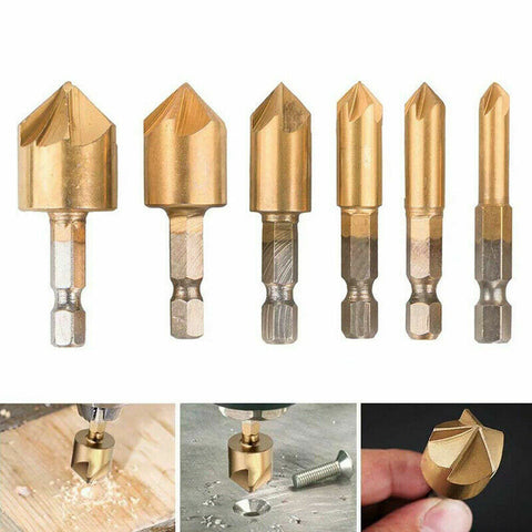 6pcs Countersink Drill Bit Crosshole Cutting Tool Drill Bits Metal Drilling AU
