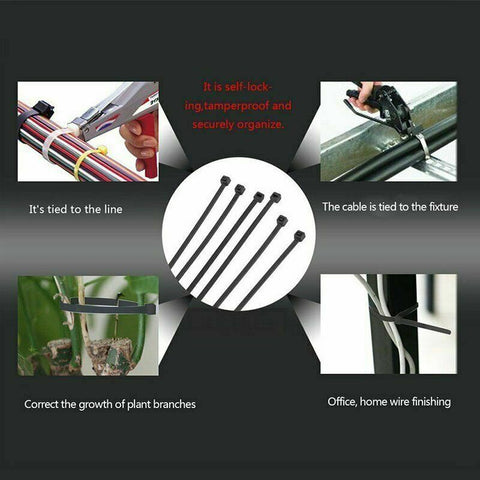 Cable Ties 100x Zip Ties Nylon UV Stabilised Bulk Black Cable Tie