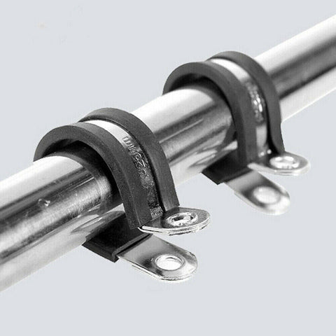 Set 42X EPDM Rubber Lined P Clips Cable Hose Pipe Clamps Holder Air Clip Clamp