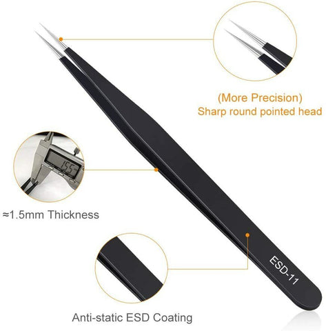 6 Pcs ESD Anti-Static Tweezer Set Tweezers Maintenance Tool Stainless Steel AU