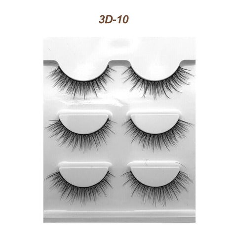 Eyelashes 3 Pairs Mink Natural Long Thick Makeup Cross False Eye Lashes AU Stock