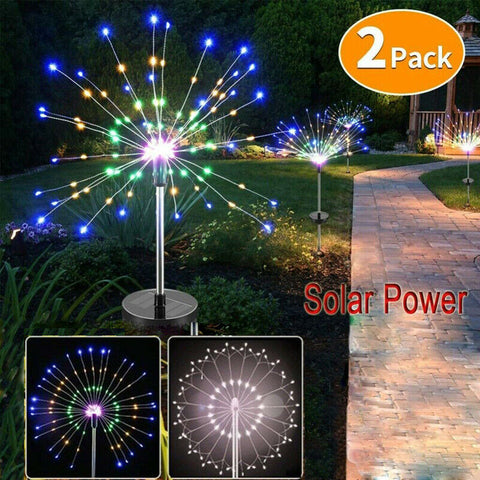 2X White/ Colorful Fireworks LED Fairy String Lights Starburst Solar Garden AU