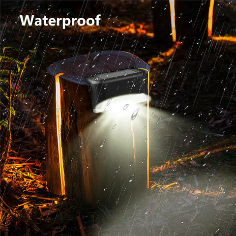 4/8pcs Outdoor Solar LED Deck Lights Garden Pathway Stairs Step Fence Lamps