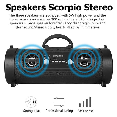 Portable Wireless Bluetooth Speakers Stereo Bass USB/TF/ Radio Outdoor Subwoofer