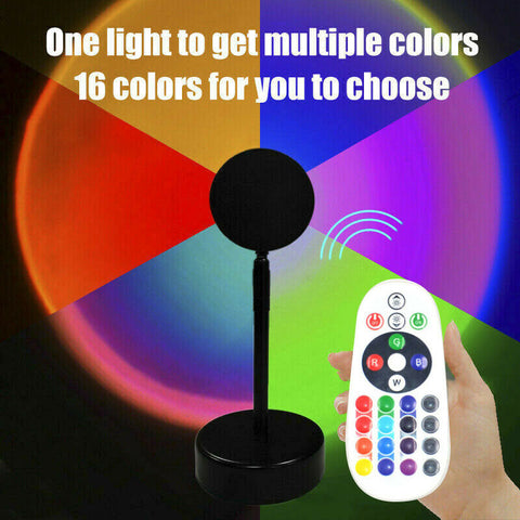 16Colors Rainbow Sunset Projection Lamp LED Modern Romantic Remote Control Light
