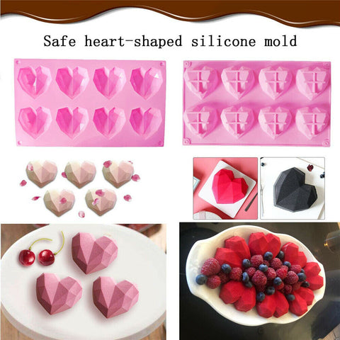 Heart Silicone Mould Cake Ice Tray Jelly Candy Cookie Chocolate Baking Cake Mold