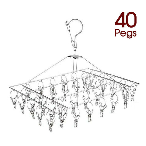 40/52/55 Pegs Stainless Steel Laundry Sock Underwear Clothes Dryer Rack Hanger