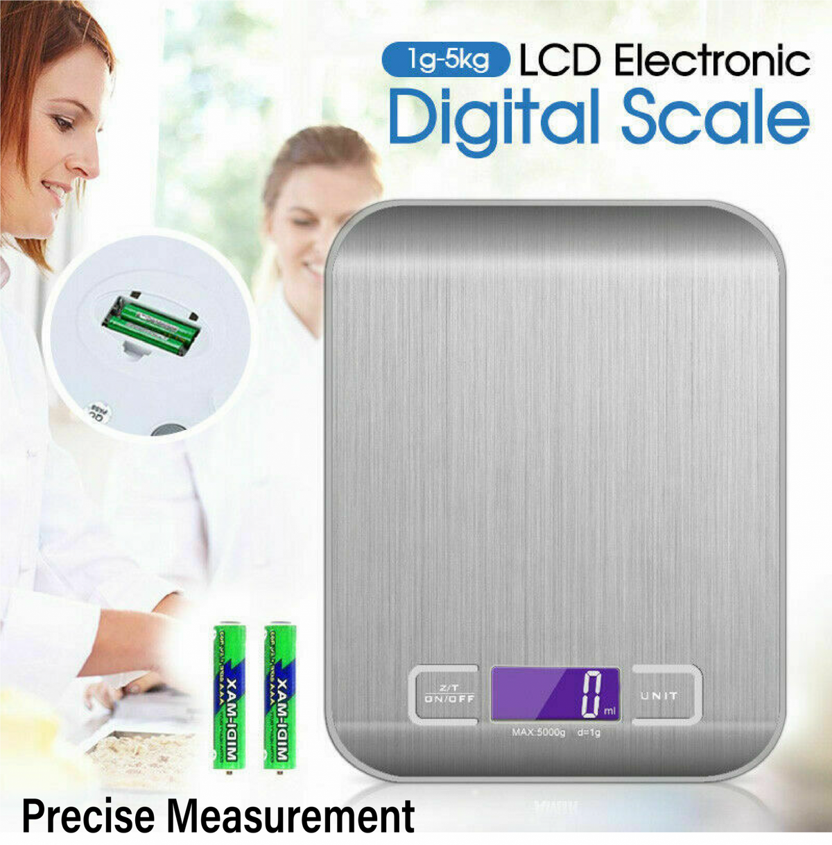 LCD Stainless Kitchen Cooking Food Electronic Digital Scale Weight 5kg 1g