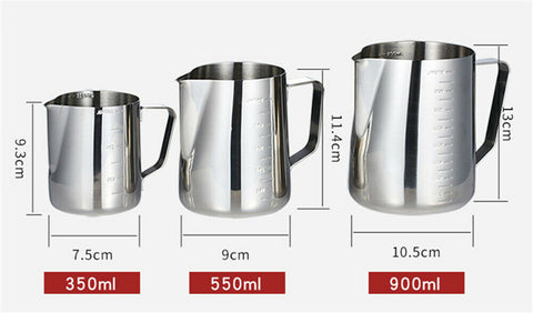 Stainless Steel Milk Coffee Pitcher Espresso Frothing Scale Jug Pot Latte Pen
