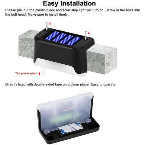 4/8pcs Outdoor Solar LED Deck Lights Garden Pathway Stairs Step Fence Lamps