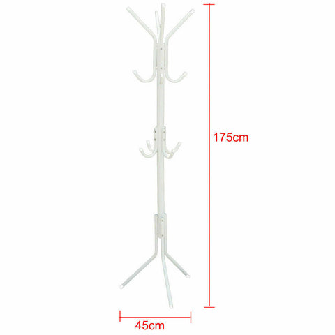 12 Hook Coat Hanger Stand 3-Tier Hat Clothes Rack Metal Tree Style Storage Black