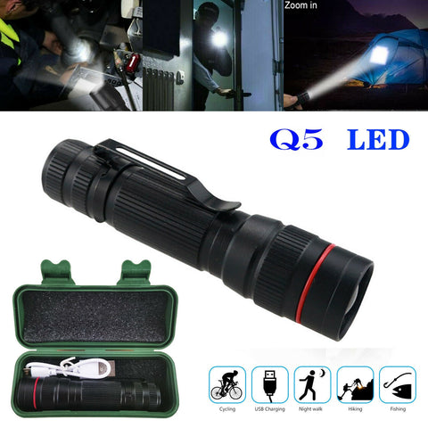 LED Flashlight Zoom USB Rechargeable Tactical Torch Light Waterproof AU