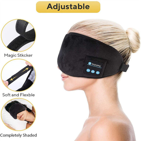 Wireless Bluetooth 5.0 Stereo Eye Mask Headphones Earphone Sleep Music Mask PB