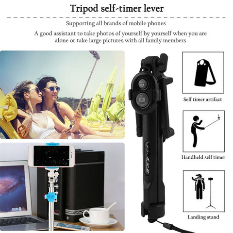 Unipod Selfie Stick Handheld Tripod Bluetooth Shutter Remote For Phone Universal