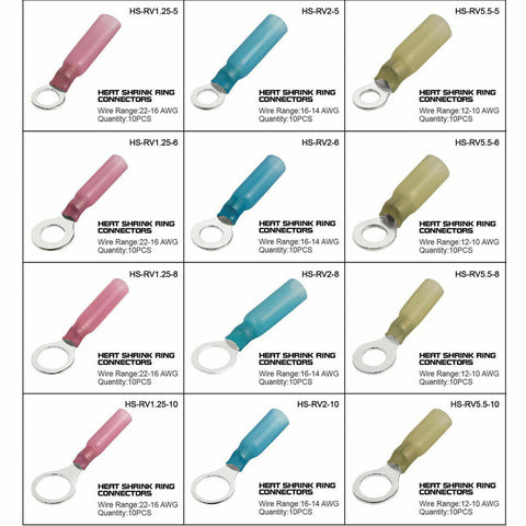 240PCS Heat Shrink Wire Connectors Electrical Crimp Marine Automotive Terminals