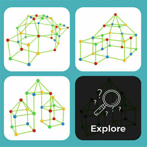 Kids Construction Fort Building Kit 175pcs Castles 3D Play House Tent Toy Gift