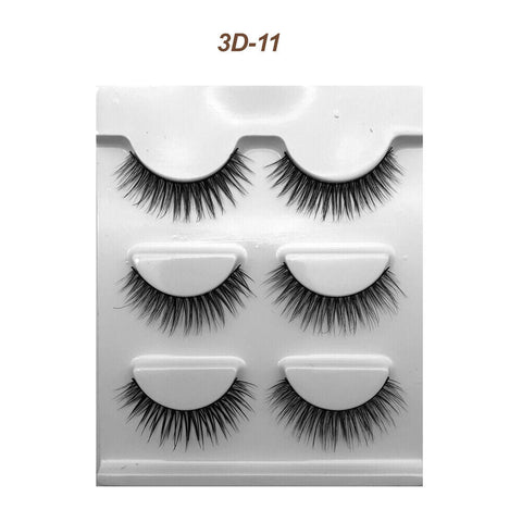Eyelashes 3 Pairs Mink Natural Long Thick Makeup Cross False Eye Lashes AU Stock