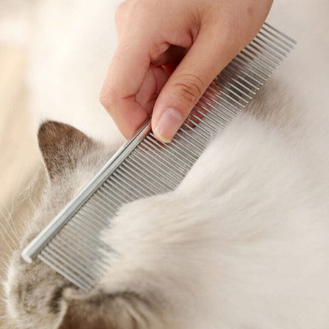 Stainless Steel Teeth Metal Comb Brush Pet Cat Dog Hair Grooming Trimmer Round