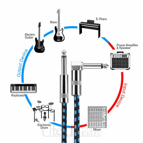 Electric Guitar Lead Cord Cable 6.35mm 1/4" Jacks