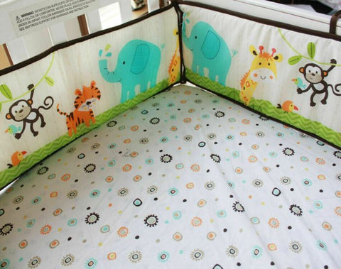 9PCS Zoo Animal Theme Crib Bedding Set Baby Boys Nursery Bedding Set