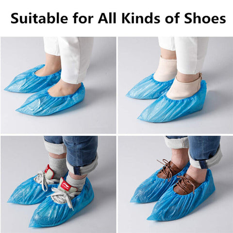 100PCS Disposable Plastic Shoe Covers Rain Overshoes Protector Waterproof Pack