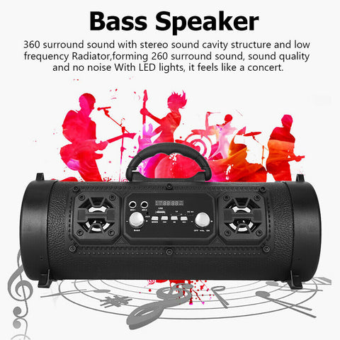 Portable Wireless Bluetooth Speakers Stereo Bass USB/TF/ Radio Outdoor Subwoofer