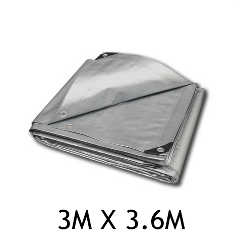 Grey Tarpaulin Tarp Canvas Waterprood Camping Poly Tarps Cover Sheet Truck UV PE