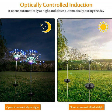 2X White/ Colorful Fireworks LED Fairy String Lights Starburst Solar Garden AU