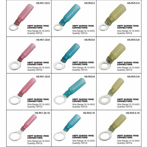 240PCS Heat Shrink Wire Connectors Electrical Crimp Marine Automotive Terminals