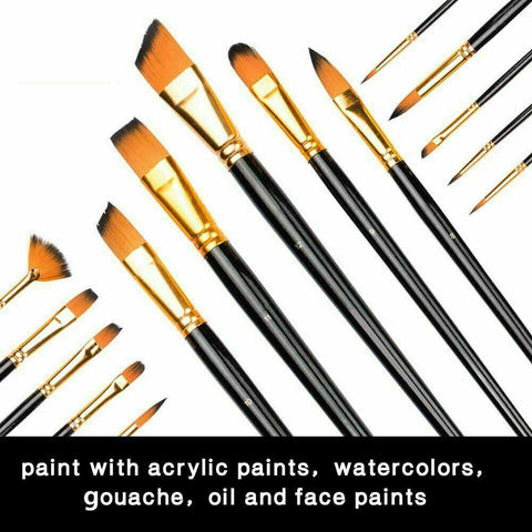 15Pcs Artist Paint Brushes Set Watercolour Acrylic Oil Painting Drawing Brush AU