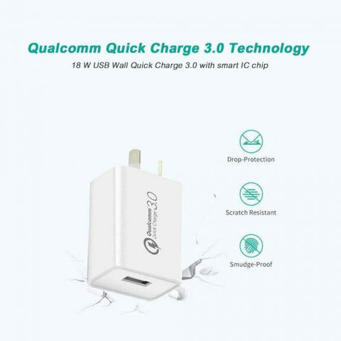 18W Qualcomm Quick Charge QC 3.0 Universal Super Fast USB Wall Charger AU Plug
