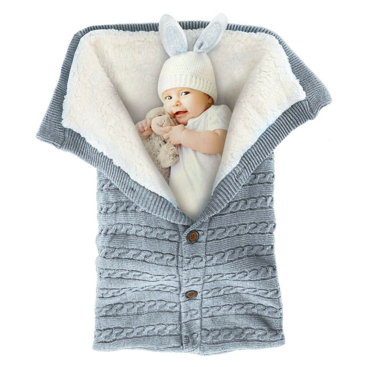 Newborn Baby Winter Wrap Blanket Knit Warm Sleep Bag Stroller Sleeping Sack