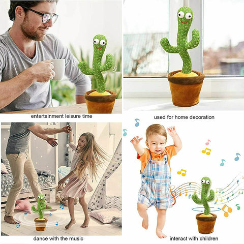 Dancing Cactus Plush Toy Doll Electronic Recording Shake With Song Funny Gift AU