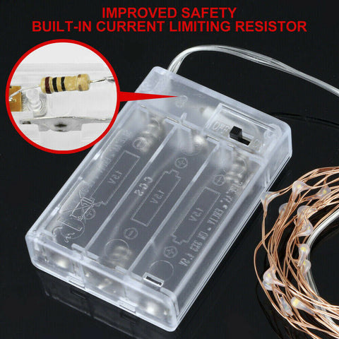 50 LED Battery Powered String Fairy Lights Copper Wire Waterproof Decor