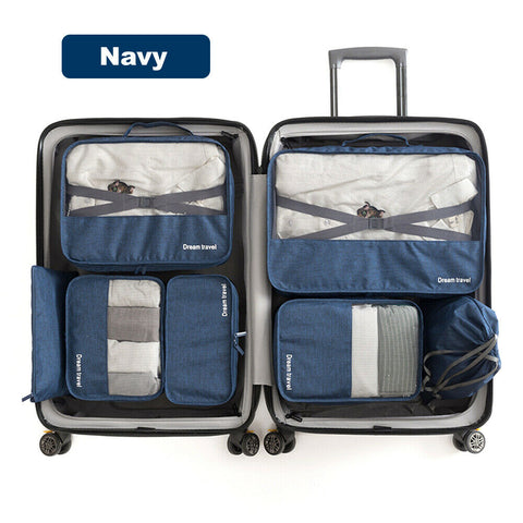 7Pcs Packing Cubes Travel Pouches Luggage Organiser Clothes Suitcase Storage Bag