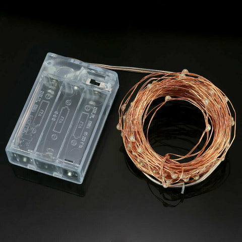 50 LED Battery Powered String Fairy Lights Copper Wire Waterproof Decor