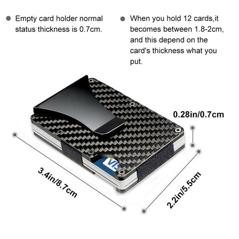 Men Slim Carbon Fiber Credit Card Holder Money Metal Clip RFID Blocking Wallet