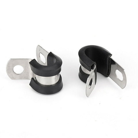 Set 42X EPDM Rubber Lined P Clips Cable Hose Pipe Clamps Holder Air Clip Clamp