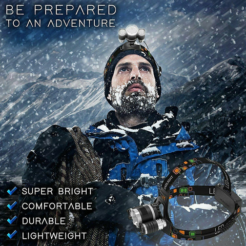 100000LM RECHARGEABLE HEADLAMP 3T6 XML LED HEADLIGHT HEAD TORCH FLASHLIGHT