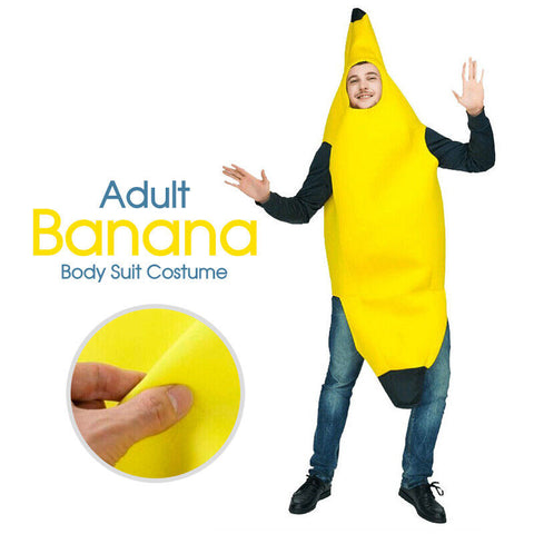 Adult Banana Body Suit Costume Unisex Outfit One Size Fits Halloween Fancy Dress