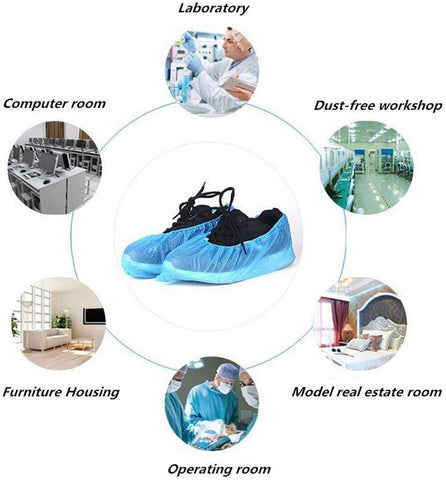 100PCS Disposable Plastic Shoe Covers Rain Overshoes Protector Waterproof Pack