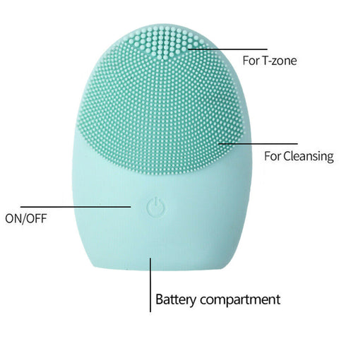 Silicone Face Cleansing Brush Electric Facial Cleanser Washing Massager Scrubber
