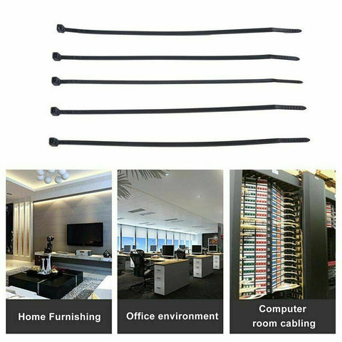 Cable Ties 100x Zip Ties Nylon UV Stabilised Bulk Black Cable Tie