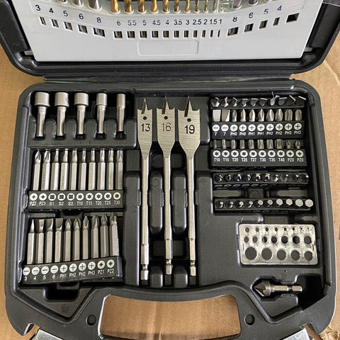 101Pc Combination Drill Bits Set Wood Hole Saw Metal Cement Screwdriver Drilling