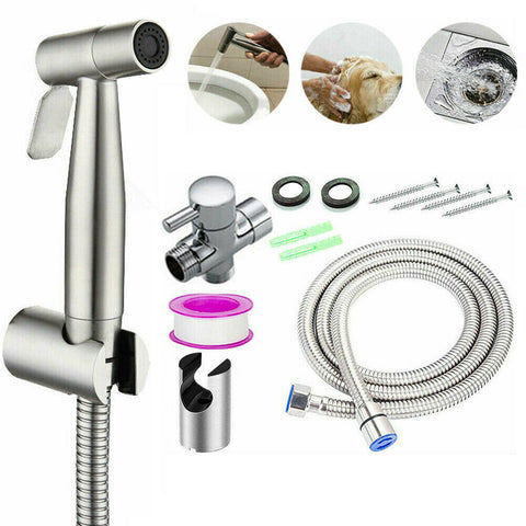 Stainless Steel Handheld Douche Bidet Toilet Spray Shower Shattaf Diverter