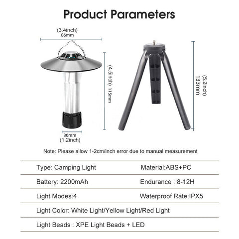 USB Rechargeable Lanterns Portable Hanging Lamp Camping Lights Mini Tent Light